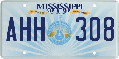 MS license plate AHH308