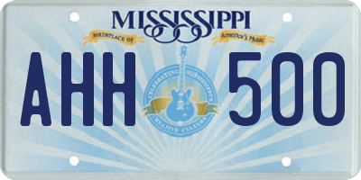 MS license plate AHH500