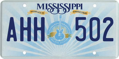 MS license plate AHH502