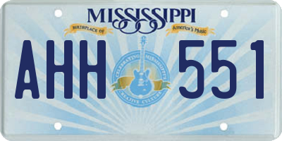 MS license plate AHH551
