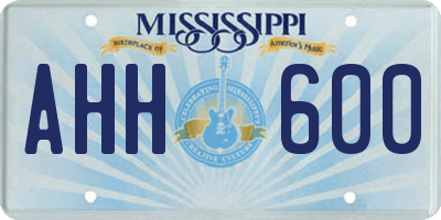 MS license plate AHH600