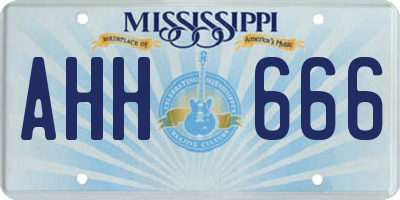 MS license plate AHH666