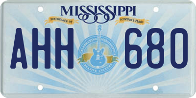 MS license plate AHH680