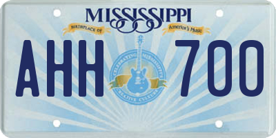 MS license plate AHH700