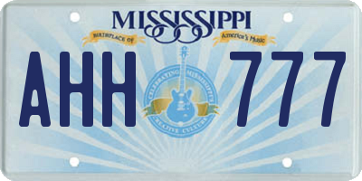 MS license plate AHH777