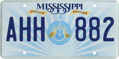 MS license plate AHH882