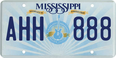 MS license plate AHH888