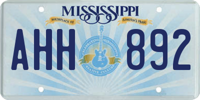 MS license plate AHH892