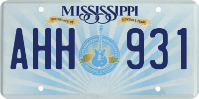 MS license plate AHH931