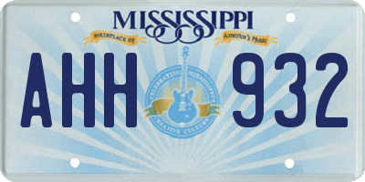 MS license plate AHH932