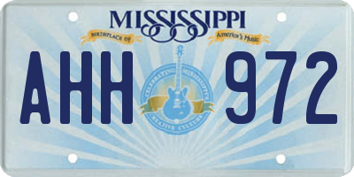 MS license plate AHH972