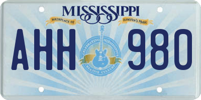 MS license plate AHH980