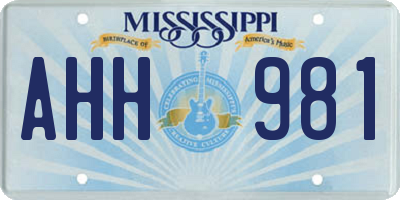 MS license plate AHH981
