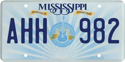 MS license plate AHH982