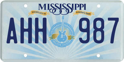 MS license plate AHH987