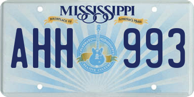 MS license plate AHH993
