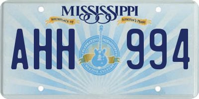 MS license plate AHH994
