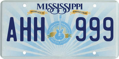 MS license plate AHH999