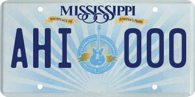 MS license plate AHI000