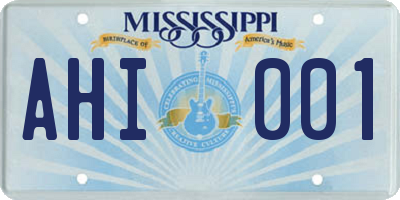 MS license plate AHI001