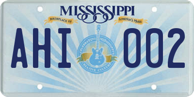 MS license plate AHI002