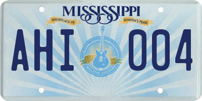 MS license plate AHI004