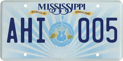 MS license plate AHI005