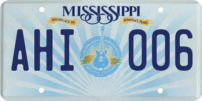 MS license plate AHI006
