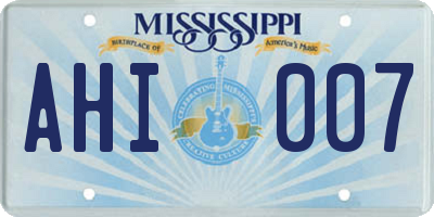MS license plate AHI007