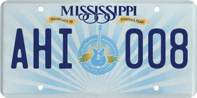 MS license plate AHI008