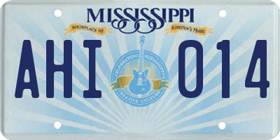 MS license plate AHI014