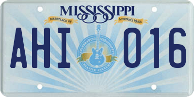 MS license plate AHI016