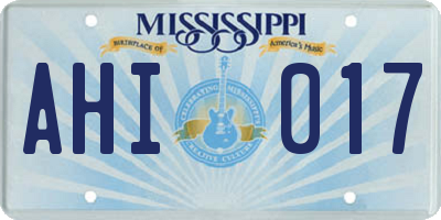 MS license plate AHI017