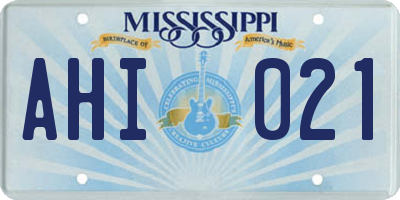MS license plate AHI021