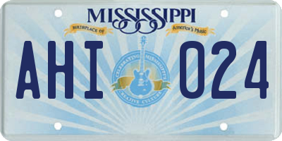 MS license plate AHI024