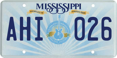 MS license plate AHI026