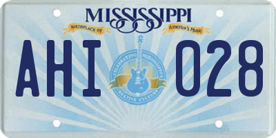 MS license plate AHI028