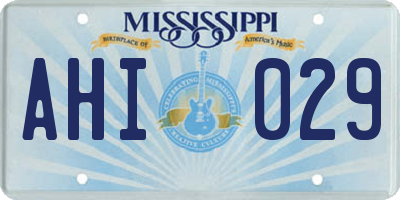 MS license plate AHI029