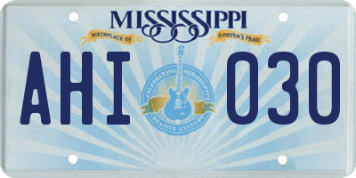 MS license plate AHI030
