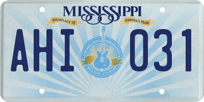MS license plate AHI031