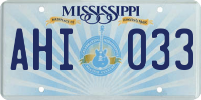 MS license plate AHI033