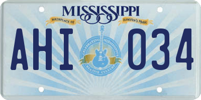 MS license plate AHI034