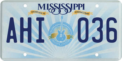 MS license plate AHI036