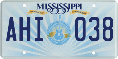 MS license plate AHI038