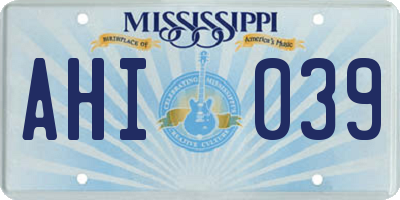 MS license plate AHI039