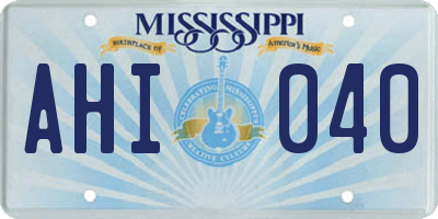MS license plate AHI040