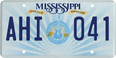 MS license plate AHI041