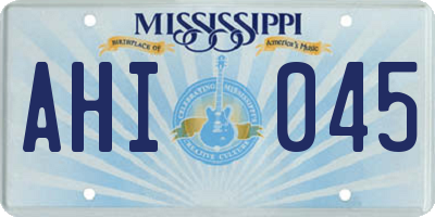 MS license plate AHI045