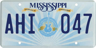 MS license plate AHI047