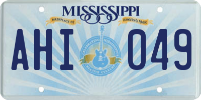 MS license plate AHI049